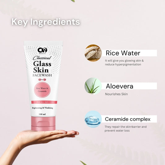 CO Beauty Glass Skin Facewash | Rice Water & Ceramide | Pack of 2