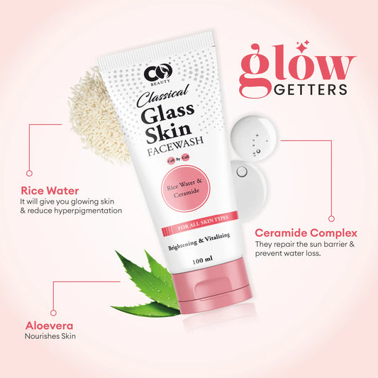 CO Beauty Glass Skin Facewash | Rice Water & Ceramide | Pack of 2