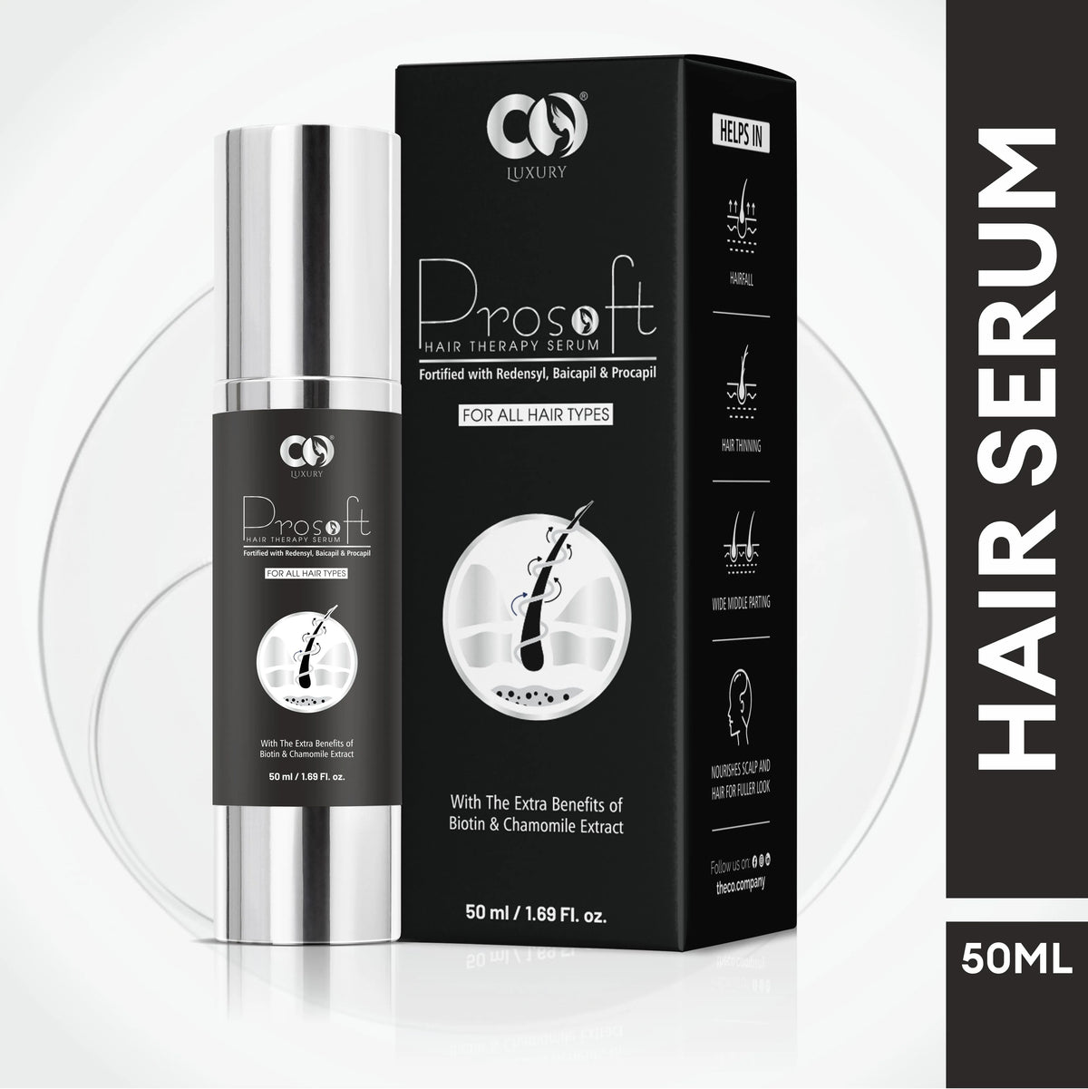 Co Luxury Prosoft Hair Serum | Fortified with Redensyl Promotes Hair Growth & Control Fall  (50 ml)