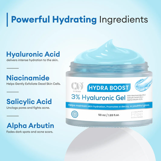 Co luxury Hydra Boost Face Gel 3% Hyaluronic Gel with 2% Niacinamide and 1% Alpha arbutin