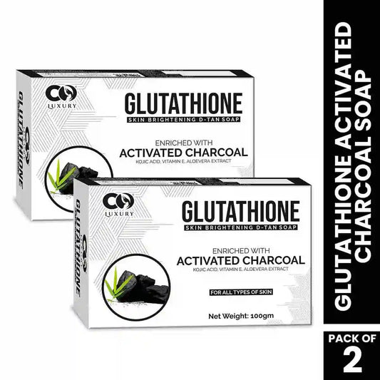 CO Luxury Glutathione Activated Charcoal Skin Brightening D-TAN Soap | Kojic Acid Pack of 2