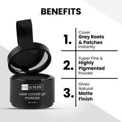CO LUXURY  Hair Cover-Up Powder for Grey Roots & Bald Spots | Waterproof & Instant Use , Black