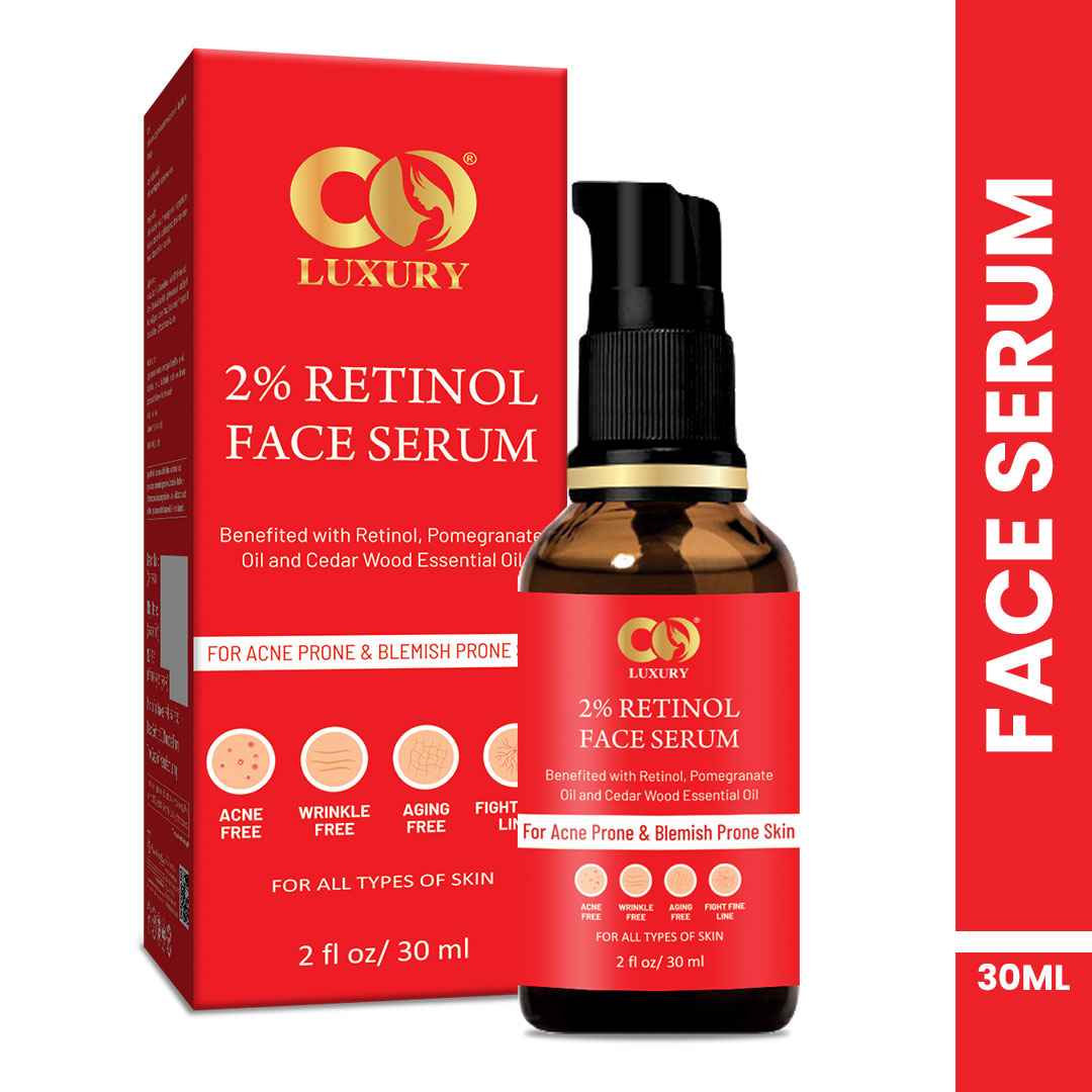 Co Luxury 2% Retinol Face Serum With Pomegranate & Cedarwood Essential Oil- For Acne & Blemish Prone Skin