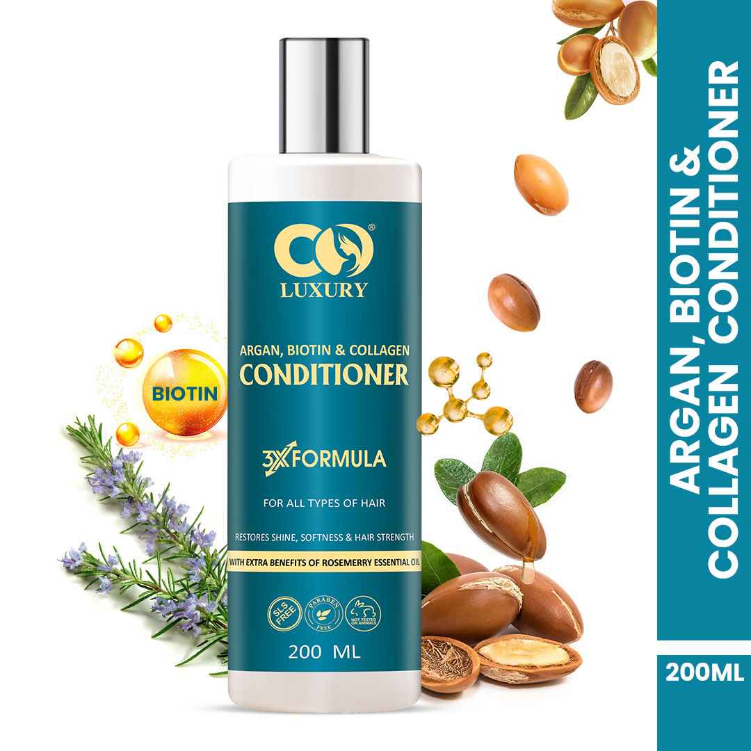CO LUXURY Argan Biotin & Collagen Conditioner for Smooth & Shiny Hair | Nourishing Hair Conditioner with Jojoba Oil for Hair Repair & No Frizz | For All Hair Type - 200 ml
