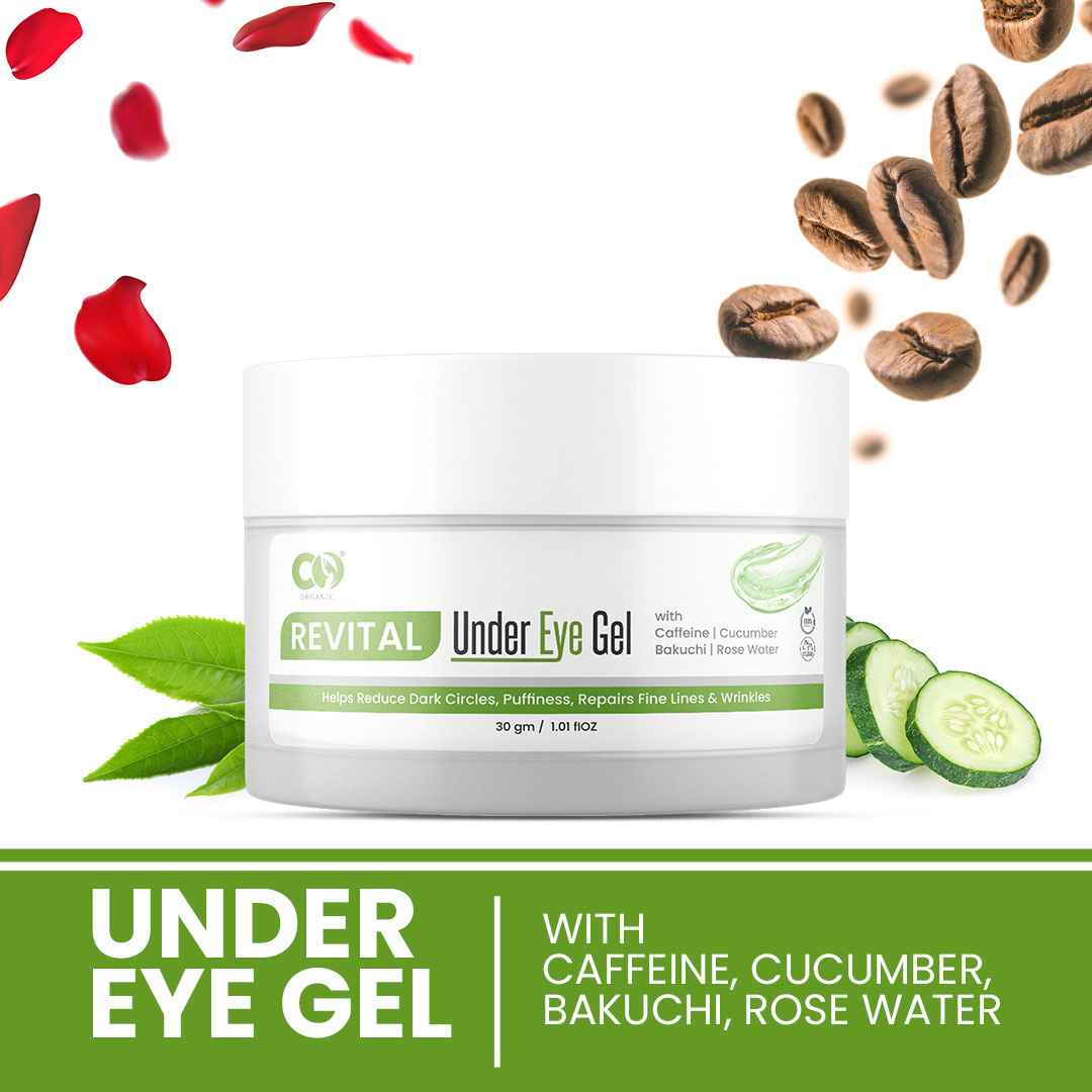 CO Organic Under Eye Gel with Cucumber & Bakuchi Extract for Dark Circles and Puffiness