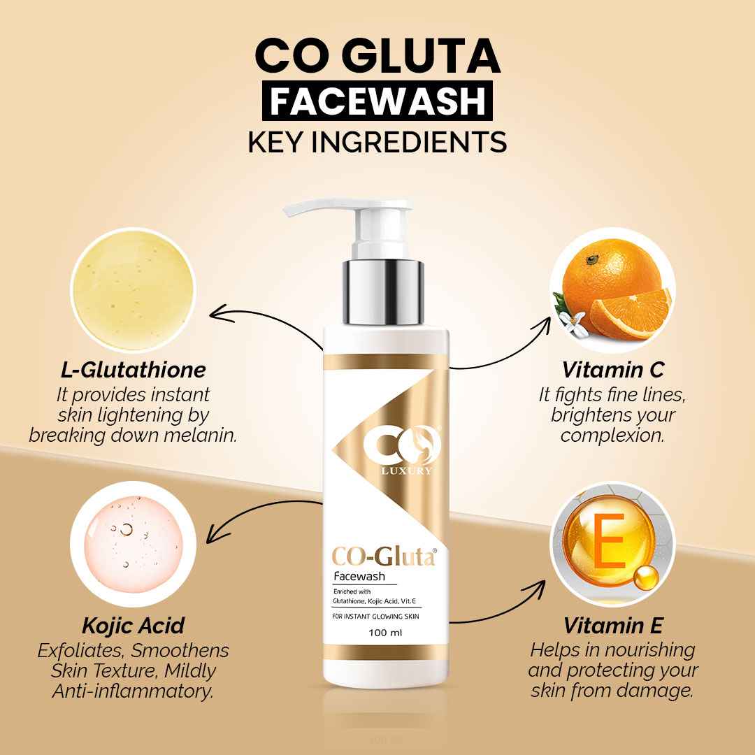 Co Luxury Gluta Face Wash with Kojic Acid, Glycolic Acid & Vitamin C