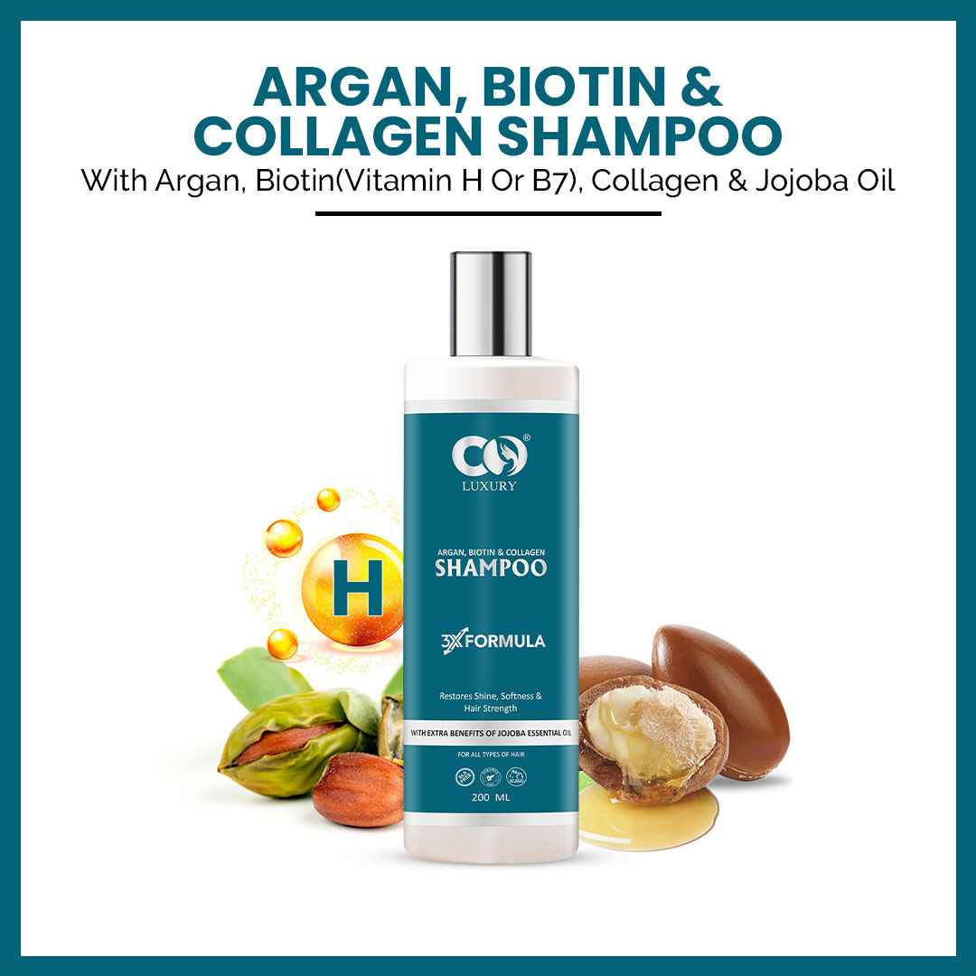 Co-Luxury Argan Biotin And Collagen Shampoo For Thicker And Strong Hair-For All Hair Types