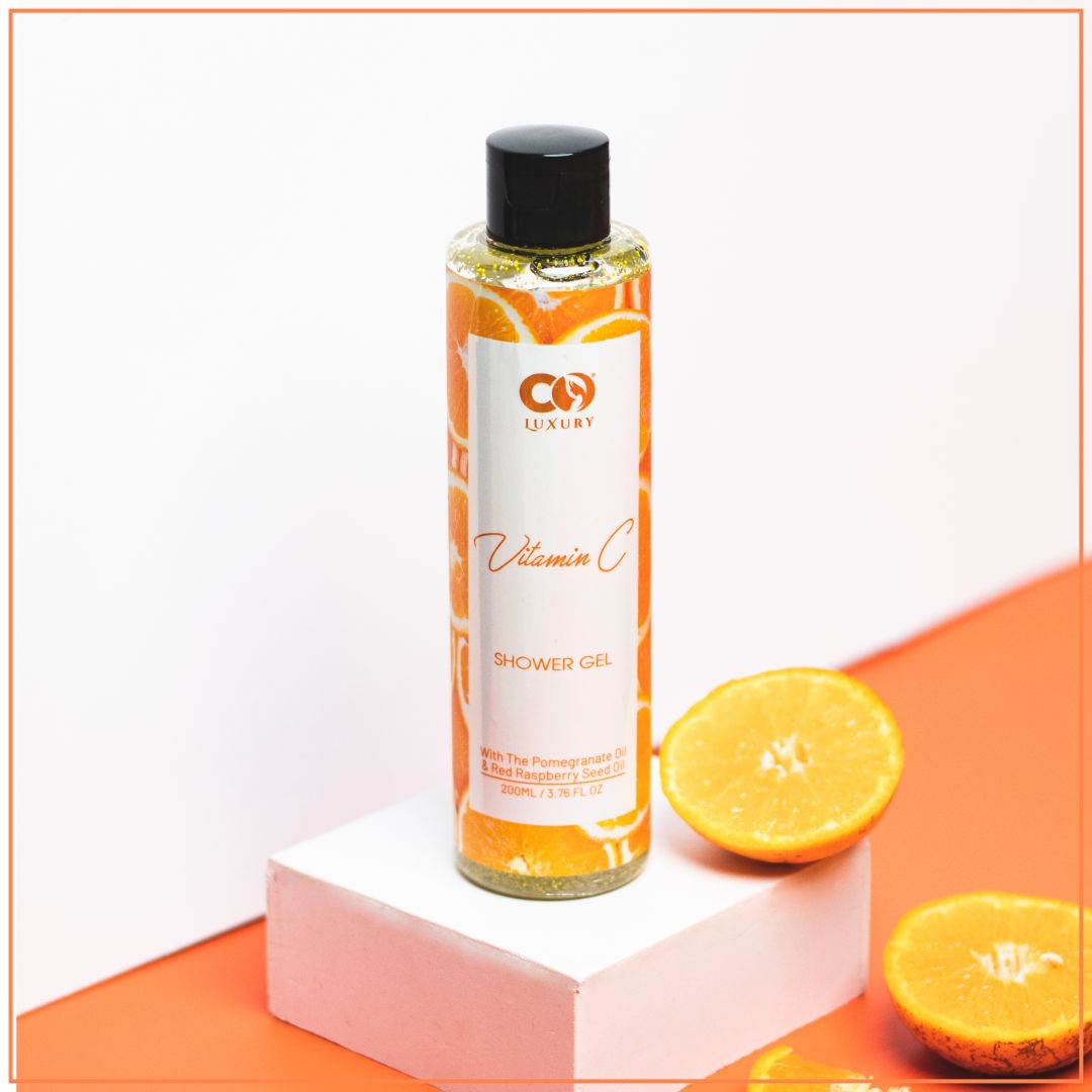 Co-Luxury Vitamin C Shower Gel with Saffron Extracts, Sandalwood Oil & Vitamin E Beads