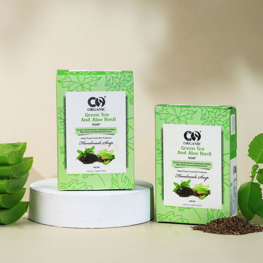 Co Organic Green Tea Aloe & Basil Soap - Pack of 2