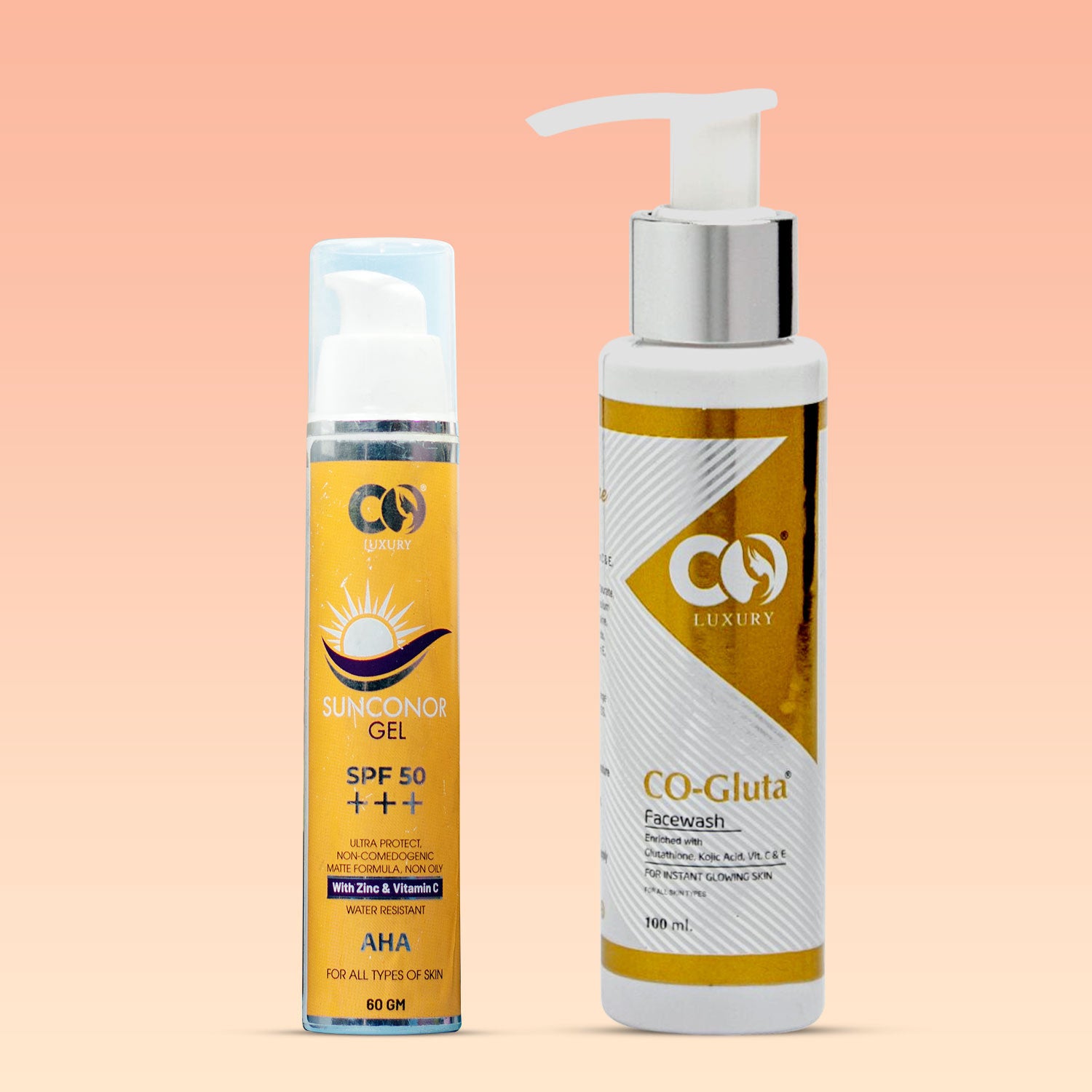 Co Luxury Glutathione Face Wash + Co luxury Sunconor sunscreen SPF 50