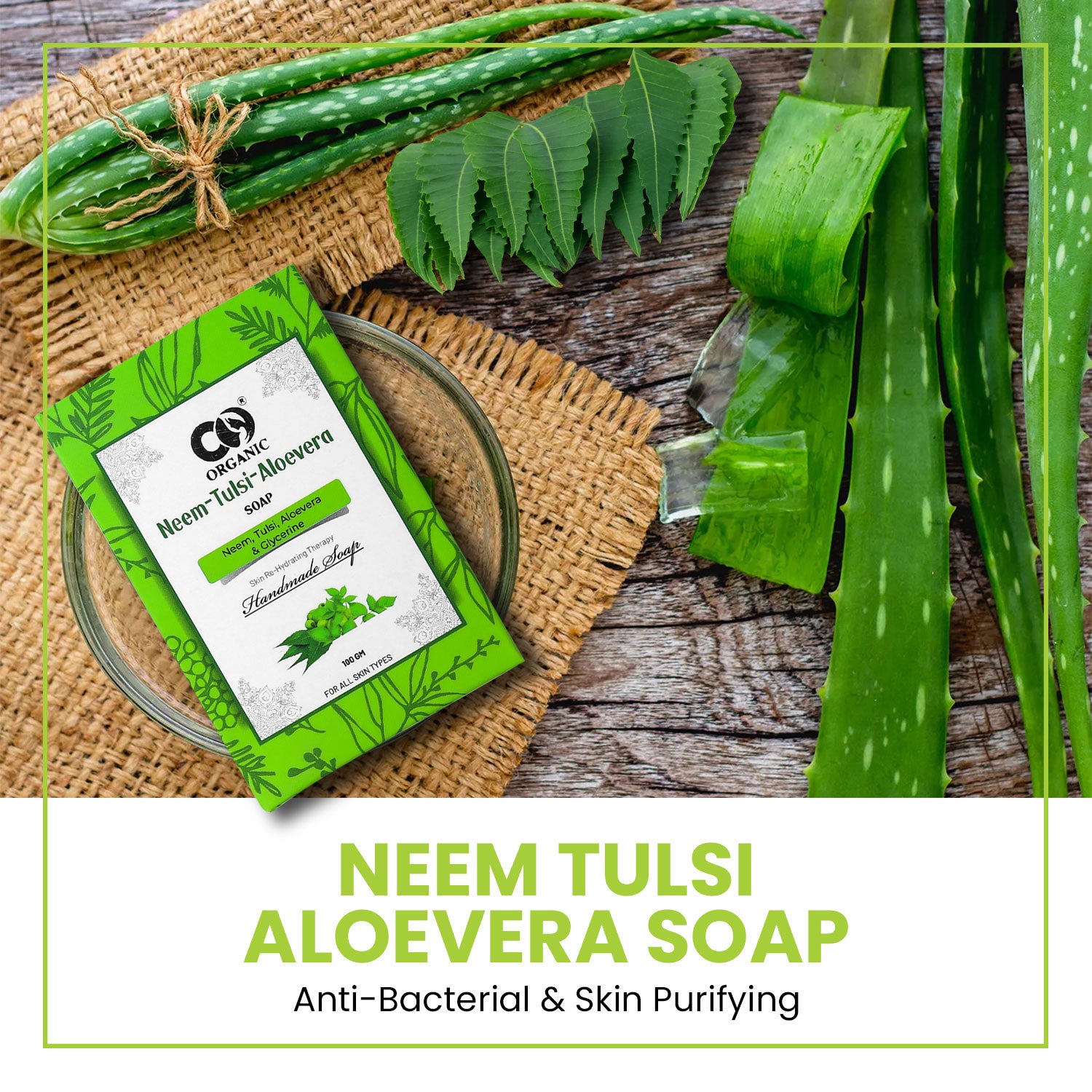 Co Organic Neem, Tulsi, Aloevera Soap - Pack of 2