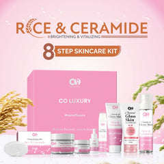 CO Luxury Rice & Ceramide Glass Skin 8-Step Skincare Kit – Brightening, Hydrating & Daily Glow Routine