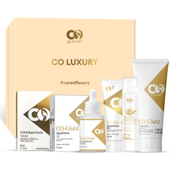 CO Luxury Glutathione 6-in-1 Skin Brightening Kit | Facewash, Serum, Sunscreen, Tablets, Soap & Cream