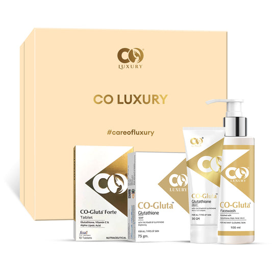 Co Luxury Glutathione Skin Brightening Combo Kit | Glutathione Facewash, Tablet, Cream & Soap |  (4 Items in the set)